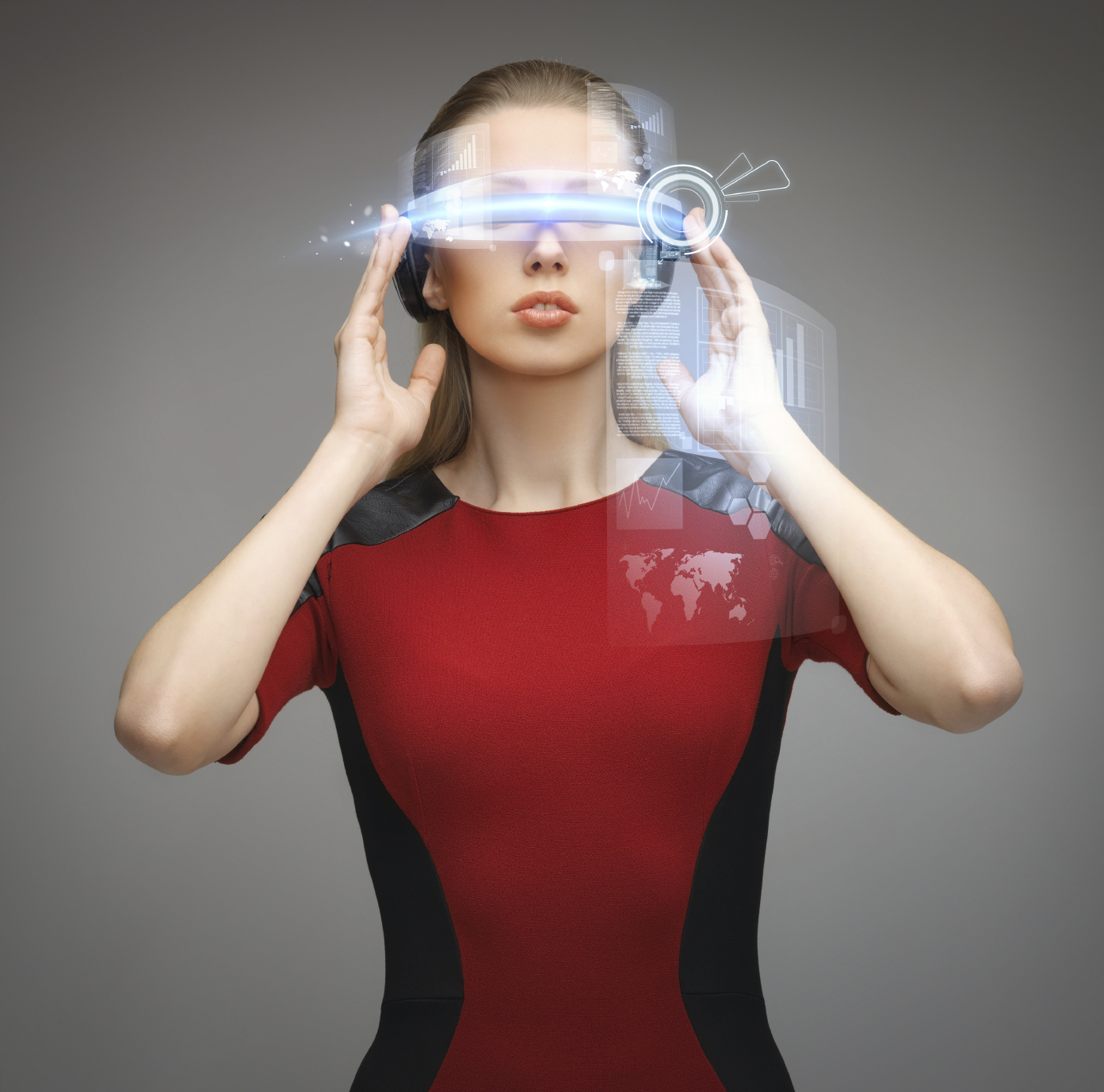woman with futuristic glasses